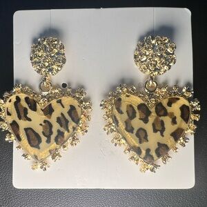 Leopard Heart Gold Earrings